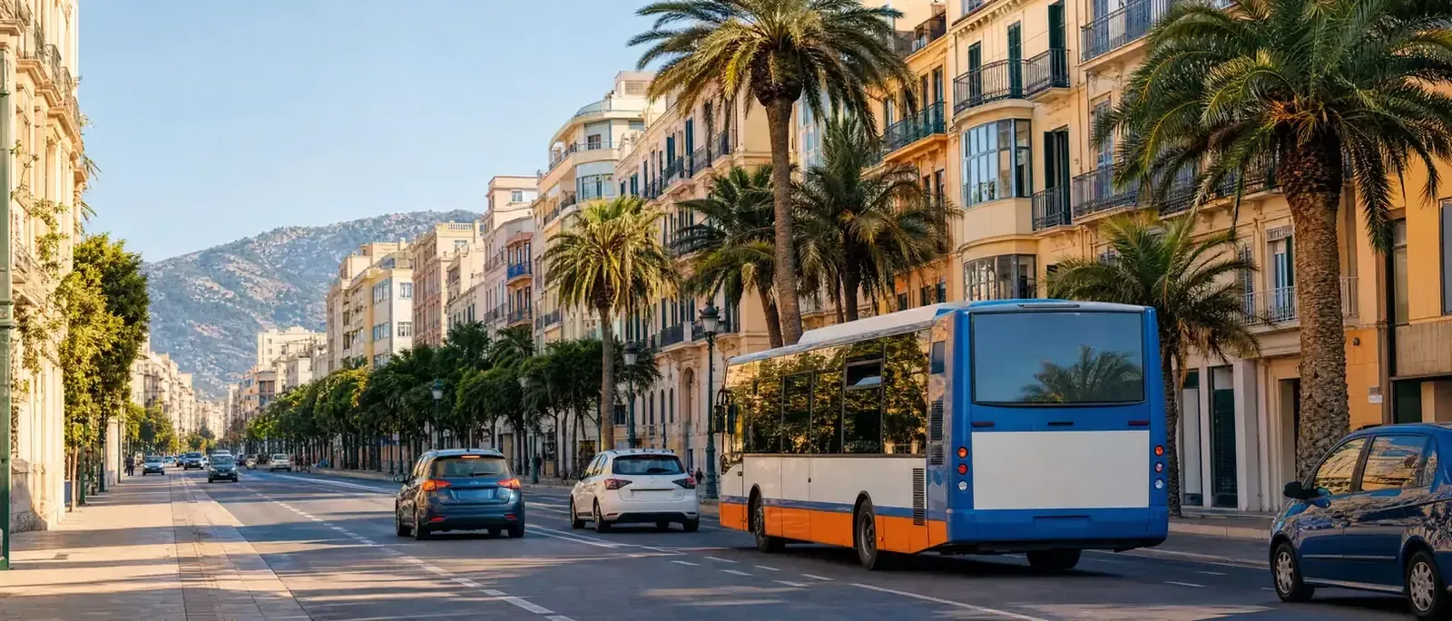 Calle de Málaga con tráfico, en la zona de bajas emisiones de Málaga